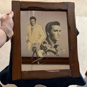 Vintage Style Elvis Presley Mirror with Brown Frame